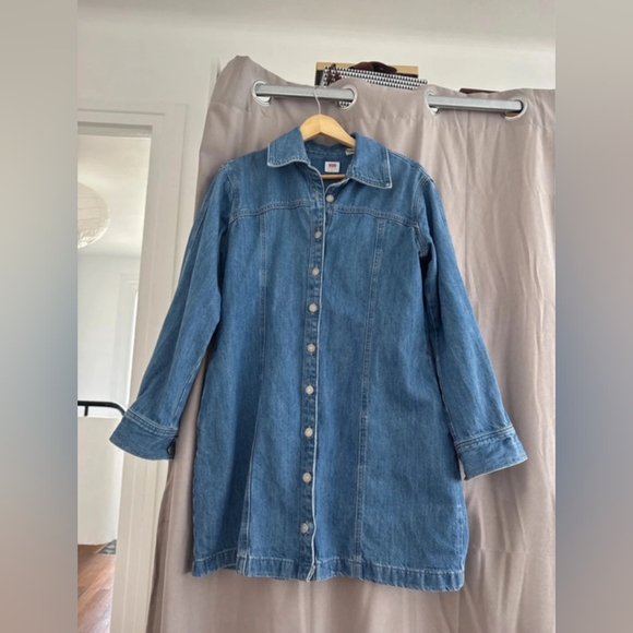 Blue Denim Button-Up Dress - Picture 1 of 5